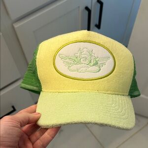 Boys Lie Yellow and Green Terry Cloth Trucker Hat